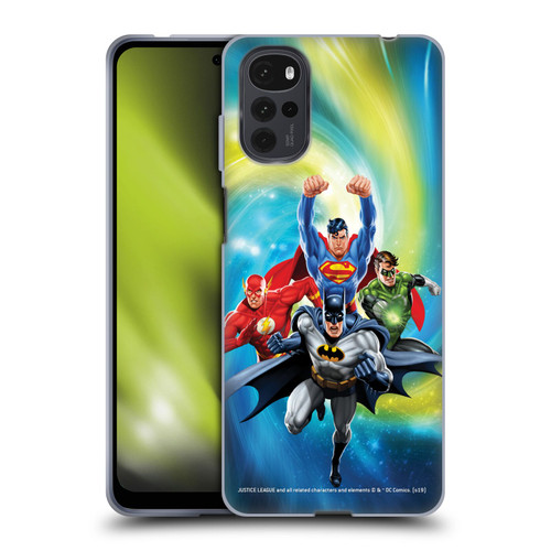Justice League DC Comics Airbrushed Heroes Galaxy Soft Gel Case for Motorola Moto G22
