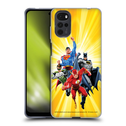 Justice League DC Comics Airbrushed Heroes Yellow Soft Gel Case for Motorola Moto G22