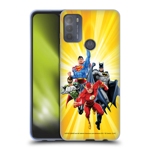 Justice League DC Comics Airbrushed Heroes Yellow Soft Gel Case for Motorola Moto G50