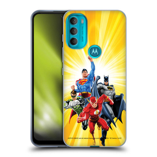 Justice League DC Comics Airbrushed Heroes Yellow Soft Gel Case for Motorola Moto G71 5G