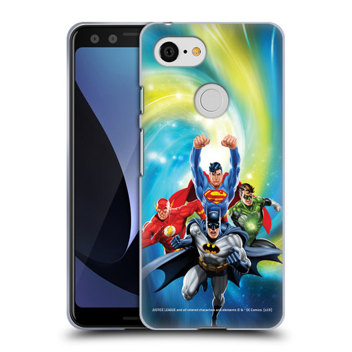 Justice League DC Comics Airbrushed Heroes Galaxy Soft Gel Case for Google Pixel 3