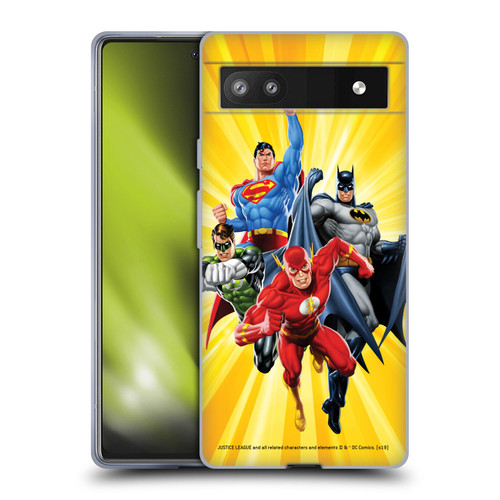 Justice League DC Comics Airbrushed Heroes Yellow Soft Gel Case for Google Pixel 6a