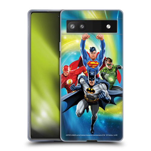 Justice League DC Comics Airbrushed Heroes Galaxy Soft Gel Case for Google Pixel 6a
