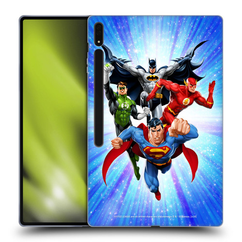 Justice League DC Comics Airbrushed Heroes Blue Purple Soft Gel Case for Samsung Galaxy Tab S8 Ultra