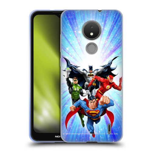 Justice League DC Comics Airbrushed Heroes Blue Purple Soft Gel Case for Nokia C21