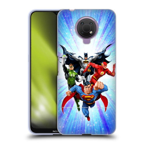 Justice League DC Comics Airbrushed Heroes Blue Purple Soft Gel Case for Nokia G10