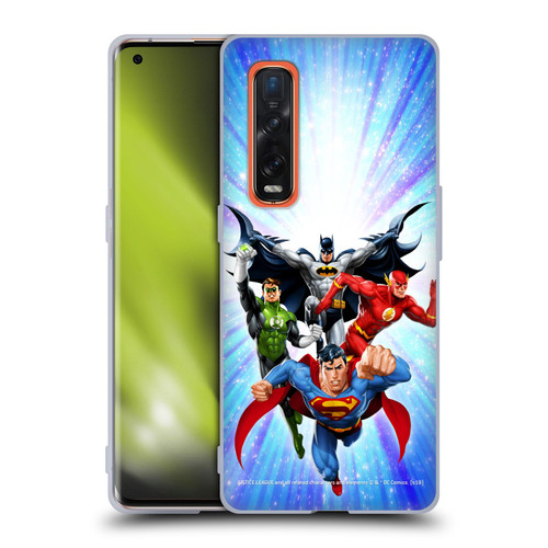 Justice League DC Comics Airbrushed Heroes Blue Purple Soft Gel Case for OPPO Find X2 Pro 5G