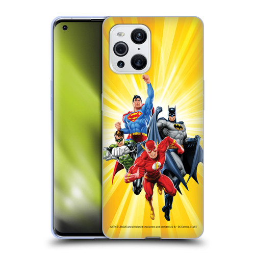 Justice League DC Comics Airbrushed Heroes Yellow Soft Gel Case for OPPO Find X3 / Pro