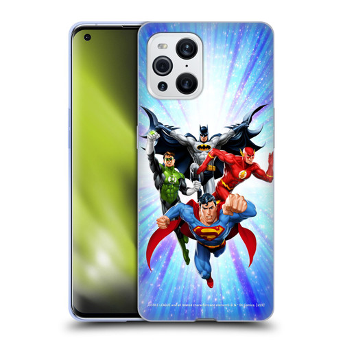 Justice League DC Comics Airbrushed Heroes Blue Purple Soft Gel Case for OPPO Find X3 / Pro