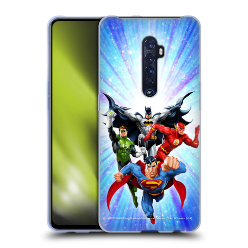 Justice League DC Comics Airbrushed Heroes Blue Purple Soft Gel Case for OPPO Reno 2