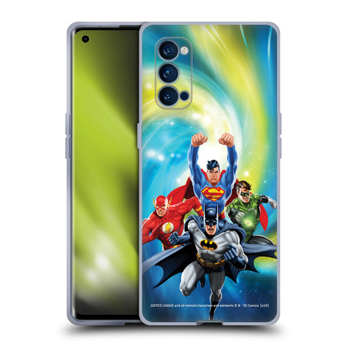 Justice League DC Comics Airbrushed Heroes Galaxy Soft Gel Case for OPPO Reno 4 Pro 5G