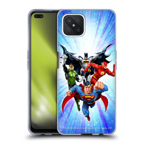 Justice League DC Comics Airbrushed Heroes Blue Purple Soft Gel Case for OPPO Reno4 Z 5G