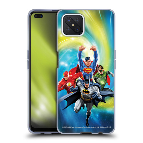 Justice League DC Comics Airbrushed Heroes Galaxy Soft Gel Case for OPPO Reno4 Z 5G