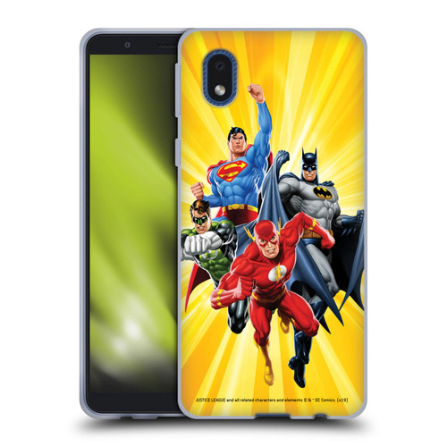 Justice League DC Comics Airbrushed Heroes Yellow Soft Gel Case for Samsung Galaxy A01 Core (2020)