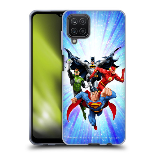 Justice League DC Comics Airbrushed Heroes Blue Purple Soft Gel Case for Samsung Galaxy A12 (2020)