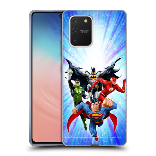 Justice League DC Comics Airbrushed Heroes Blue Purple Soft Gel Case for Samsung Galaxy S10 Lite