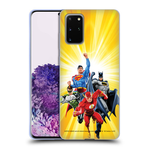 Justice League DC Comics Airbrushed Heroes Yellow Soft Gel Case for Samsung Galaxy S20+ / S20+ 5G