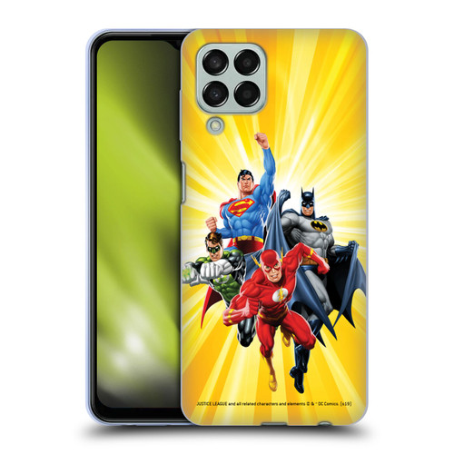 Justice League DC Comics Airbrushed Heroes Yellow Soft Gel Case for Samsung Galaxy M33 (2022)