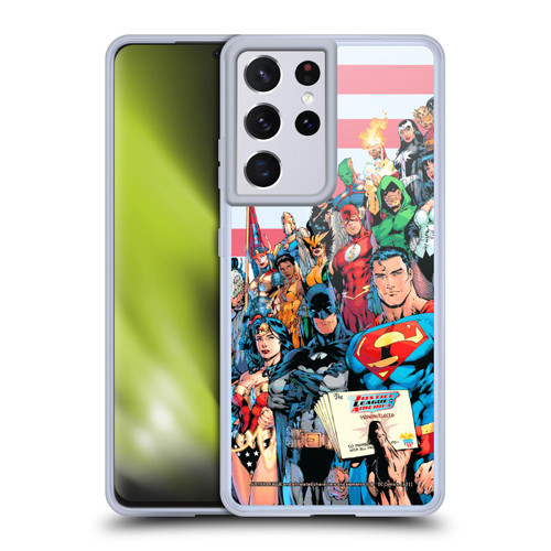 Justice League DC Comics Comic Book Covers Of America #1 Soft Gel Case for Samsung Galaxy S21 Ultra 5G