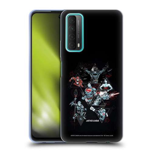 Justice League DC Comics Dark Electric Graphics Heroes Triangle Soft Gel Case for Huawei P Smart (2021)