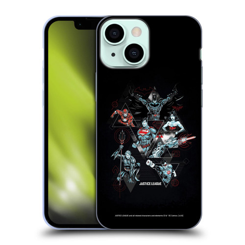 Justice League DC Comics Dark Electric Graphics Heroes Triangle Soft Gel Case for Apple iPhone 13 Mini