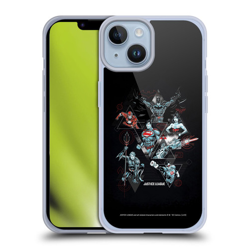 Justice League DC Comics Dark Electric Graphics Heroes Triangle Soft Gel Case for Apple iPhone 14