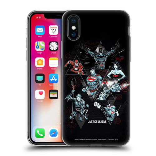Justice League DC Comics Dark Electric Graphics Heroes Triangle Soft Gel Case for Apple iPhone X / iPhone XS