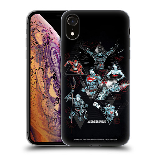 Justice League DC Comics Dark Electric Graphics Heroes Triangle Soft Gel Case for Apple iPhone XR