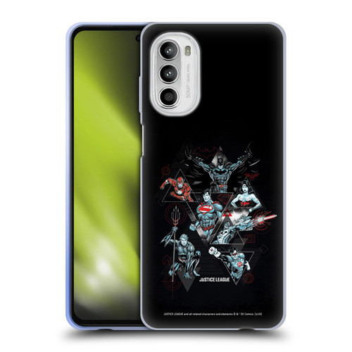 Justice League DC Comics Dark Electric Graphics Heroes Triangle Soft Gel Case for Motorola Moto G52