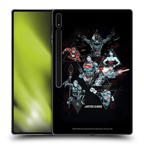 Justice League DC Comics Dark Electric Graphics Heroes Triangle Soft Gel Case for Samsung Galaxy Tab S8 Ultra