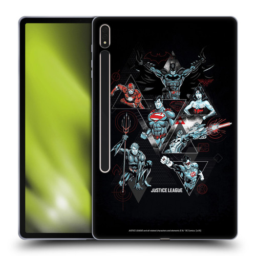 Justice League DC Comics Dark Electric Graphics Heroes Triangle Soft Gel Case for Samsung Galaxy Tab S8 Plus