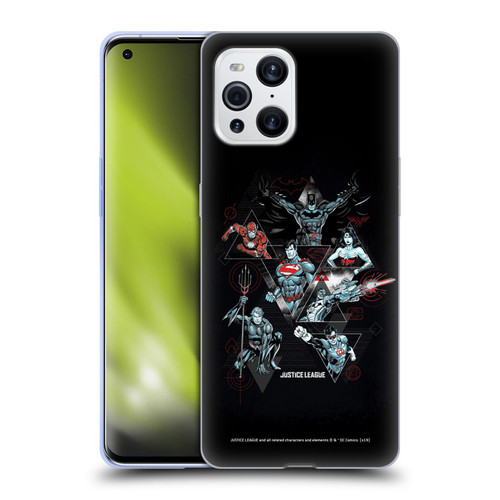 Justice League DC Comics Dark Electric Graphics Heroes Triangle Soft Gel Case for OPPO Find X3 / Pro