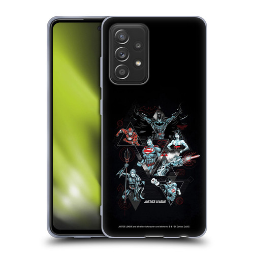 Justice League DC Comics Dark Electric Graphics Heroes Triangle Soft Gel Case for Samsung Galaxy A52 / A52s / 5G (2021)