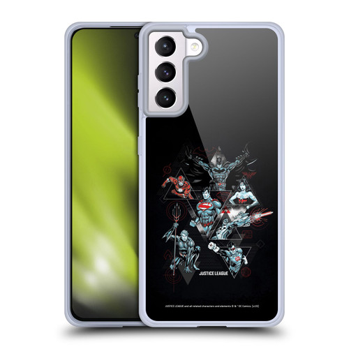 Justice League DC Comics Dark Electric Graphics Heroes Triangle Soft Gel Case for Samsung Galaxy S21+ 5G