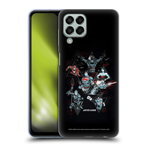 Justice League DC Comics Dark Electric Graphics Heroes Triangle Soft Gel Case for Samsung Galaxy M33 (2022)