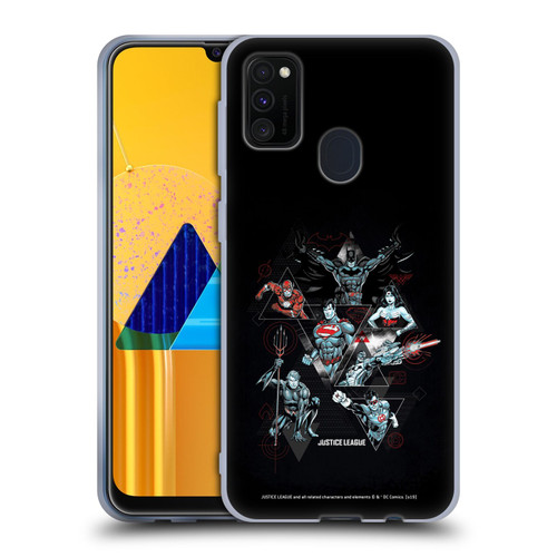 Justice League DC Comics Dark Electric Graphics Heroes Triangle Soft Gel Case for Samsung Galaxy M30s (2019)/M21 (2020)