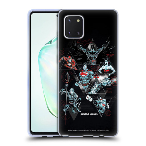 Justice League DC Comics Dark Electric Graphics Heroes Triangle Soft Gel Case for Samsung Galaxy Note10 Lite