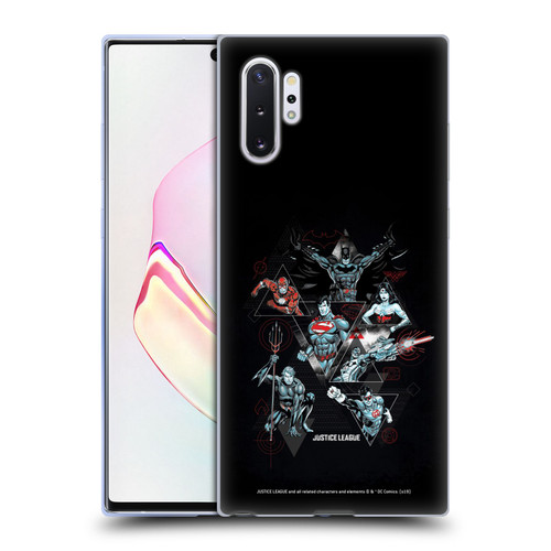 Justice League DC Comics Dark Electric Graphics Heroes Triangle Soft Gel Case for Samsung Galaxy Note10+