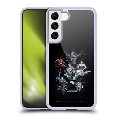 Justice League DC Comics Dark Electric Graphics Heroes Triangle Soft Gel Case for Samsung Galaxy S22 5G