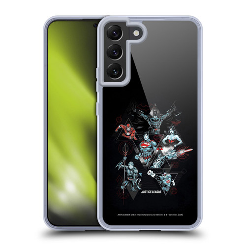Justice League DC Comics Dark Electric Graphics Heroes Triangle Soft Gel Case for Samsung Galaxy S22+ 5G