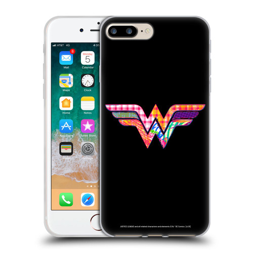 Justice League DC Comics Dark Electric Pop Icons Wonder Woman Soft Gel Case for Apple iPhone 7 Plus / iPhone 8 Plus