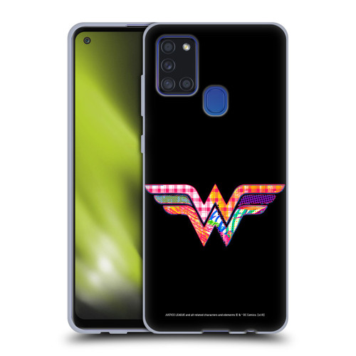 Justice League DC Comics Dark Electric Pop Icons Wonder Woman Soft Gel Case for Samsung Galaxy A21s (2020)