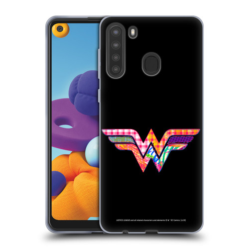 Justice League DC Comics Dark Electric Pop Icons Wonder Woman Soft Gel Case for Samsung Galaxy A21 (2020)