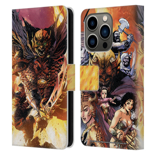 Justice League DC Comics Dark Comic Art Etrigan Demon Knights Leather Book Wallet Case Cover For Apple iPhone 14 Pro