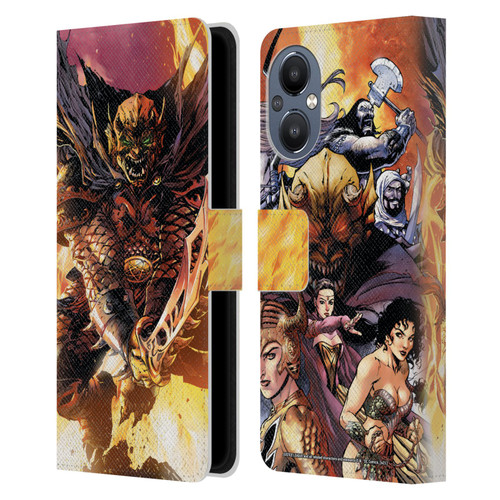 Justice League DC Comics Dark Comic Art Etrigan Demon Knights Leather Book Wallet Case Cover For OnePlus Nord N20 5G