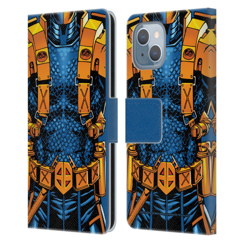 Justice League DC Comics Deathstroke Comic Art New 52 Costume Leather Book Wallet Case Cover For Apple iPhone 14
