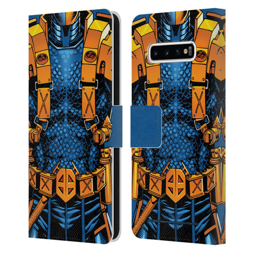 Justice League DC Comics Deathstroke Comic Art New 52 Costume Leather Book Wallet Case Cover For Samsung Galaxy S10+ / S10 Plus