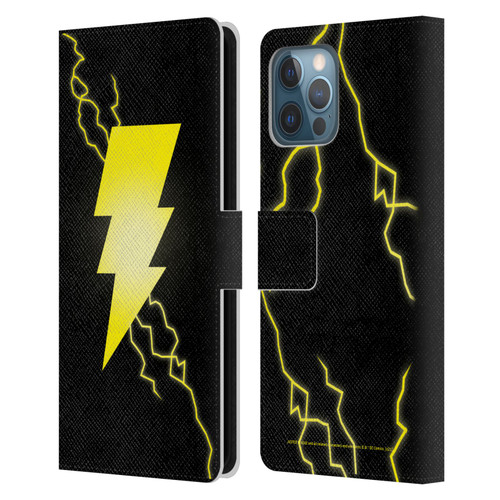 Justice League DC Comics Shazam Black Adam Classic Logo Leather Book Wallet Case Cover For Apple iPhone 12 Pro Max