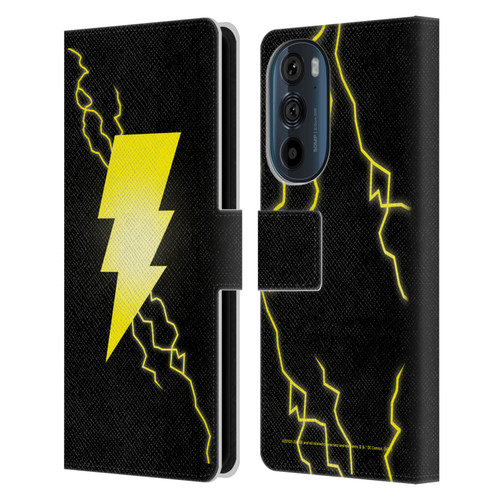 Justice League DC Comics Shazam Black Adam Classic Logo Leather Book Wallet Case Cover For Motorola Edge 30