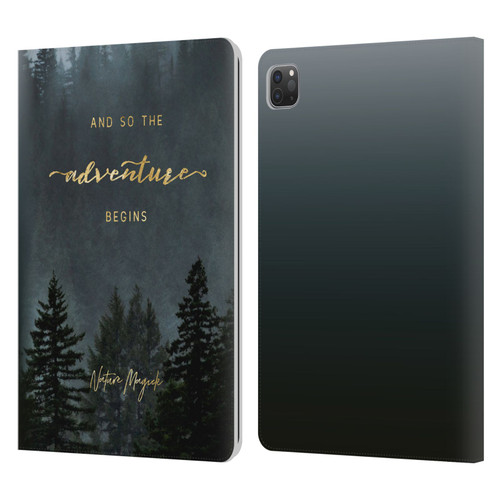 Nature Magick So The Adventure Begins Quote Trees Leather Book Wallet Case Cover For Apple iPad Pro 11 2020 / 2021 / 2022